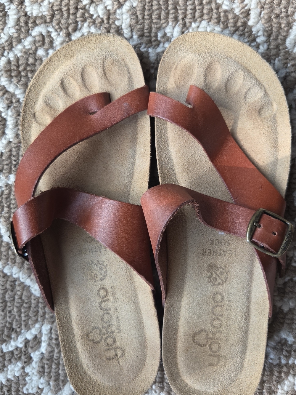 Yokono Ibeza Women's Tan Leather Buckle Sandals Size 9 Made In Spain
